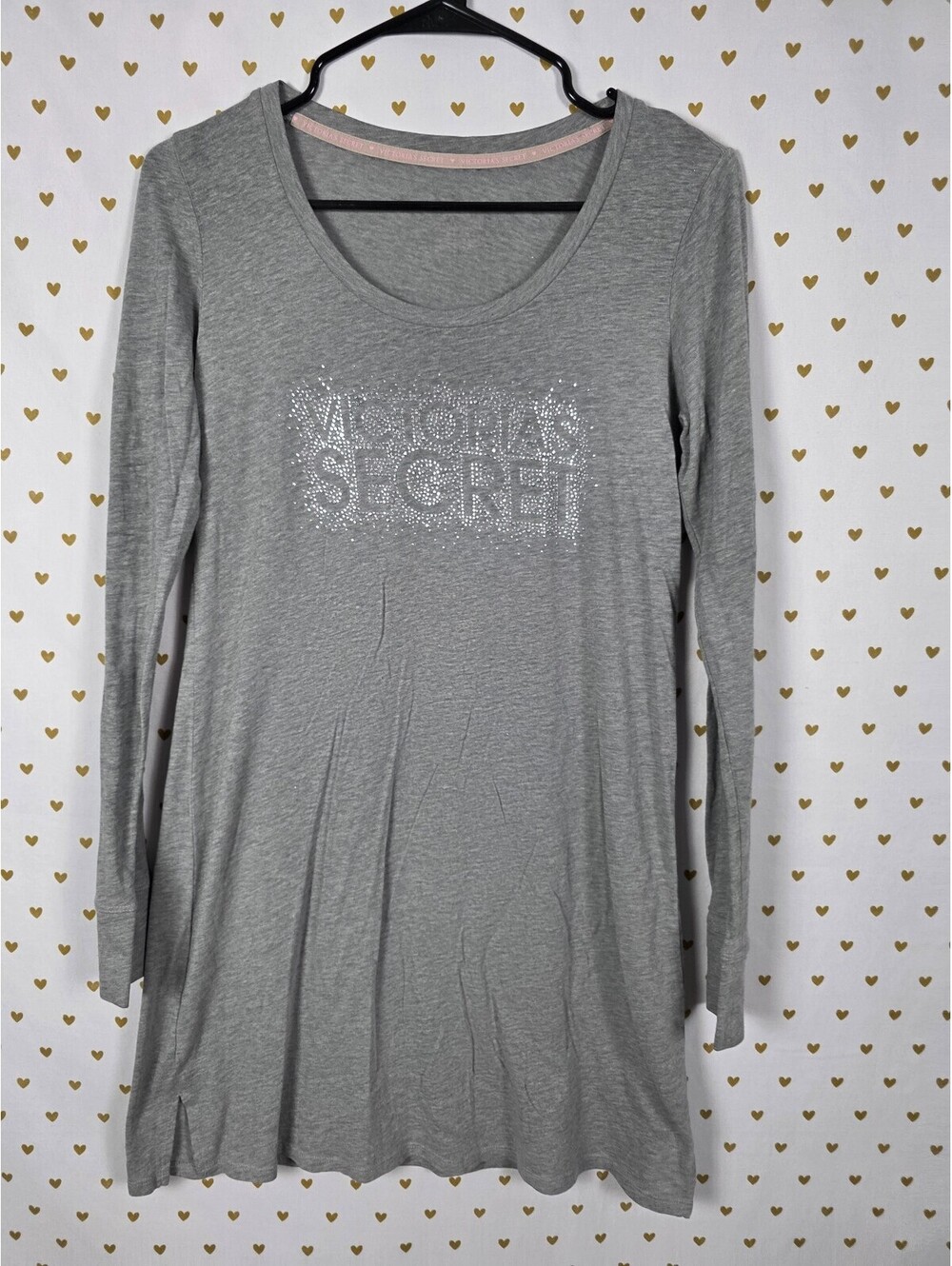 Victorias Secret Bling Studded Nightgown Sleep Shirt Pajama Long Sleeve Small